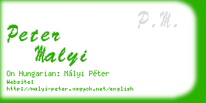 peter malyi business card